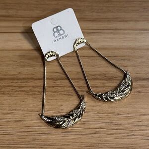 BANSRI Gold Feather Earrings